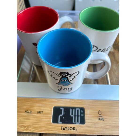 Set Of 3 Holiday-Themed Ceramic Mugs With Colorful Interiors - Peace Joy & Hope - Picture 6 of 12